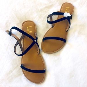 NWT Lulus | Black Ankle Strap Sandals with Buckle